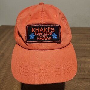 Vintage Y2K Khaki's Surf Club Hawaii Orange Dad Hat Cap Adjustable Strap Back